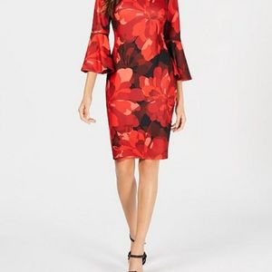 Red  and black floral dress